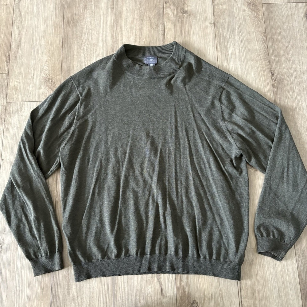 Mercer Street Studio Sweater Mens XXL Wool Green‎ Long Sleeve Pullover